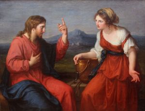 he Water of Life Discourse between Jesus and the Samaritan Woman at the Well by Angelika Kauffmann , 17–18th century. wikipedia.org